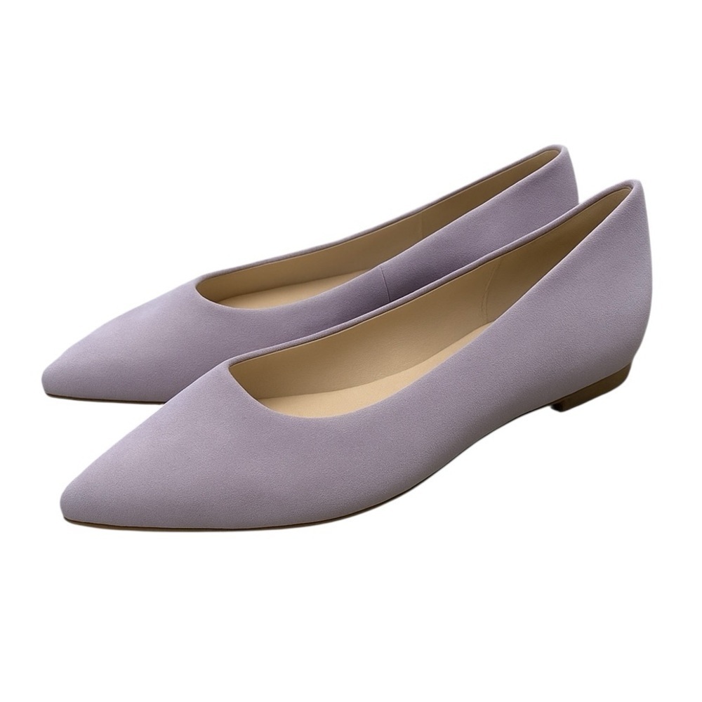 New L’Agence Ariel Suede Ballet Flat Pointed Toe Soft Lilac Purple Sz 40